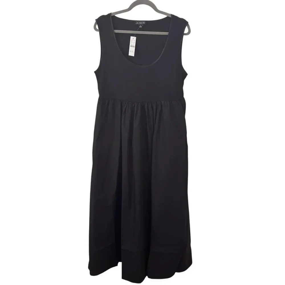 NWT J. Crew Scoopneck Mixy Maxi Dress Black CN606 Size XL